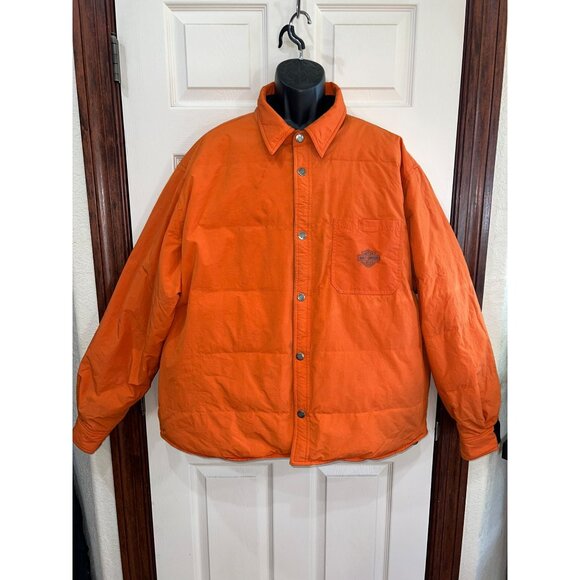Harley-Davidson Reversible Black & Orange Jacket Mens Size 22L XL Snap Closure E - Picture 5 of 8